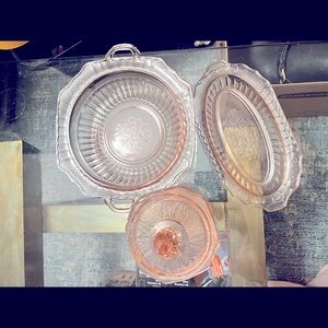 3 piece Antique Pink Depression Glass Bundle!